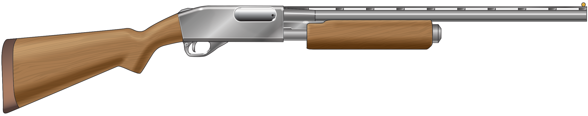 Illustration of a shotgun, understanding shotgun parts concept. 