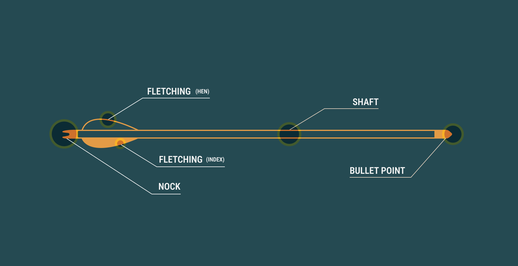 Illustration of the parts of an arrow. 