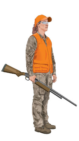 Illustration of a hunter using the trail carry. 